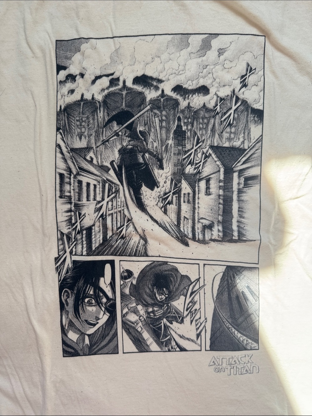 Black & White Attack on Titan Manga Panel Wall Art Tee